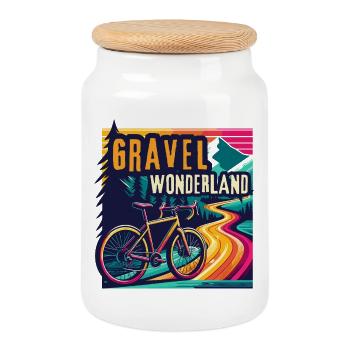 Lebendige Gravelbike Wunderland Fahrradkunst - Keksdose mit Holzdeckel - Weiß - Vorne