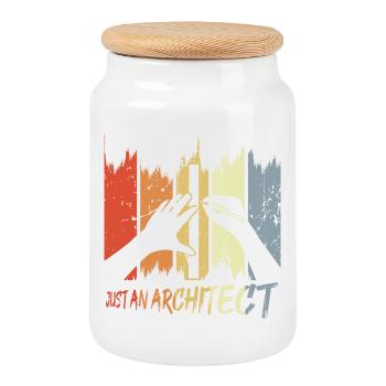 Drôle d’architecte - Boîte à biscuits avec couvercle en bois - blanc - Devant