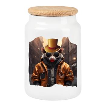 City Possum - Cookie Jar with Wooden Lid - white - Front