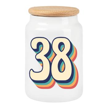 T-Shirt rétro Vintage numéro 38 Thirty Eight - Boîte à biscuits avec couvercle en bois - blanc - Devant