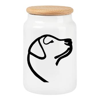 Esquisse du labrador noir - Boîte à biscuits avec couvercle en bois - blanc - Devant