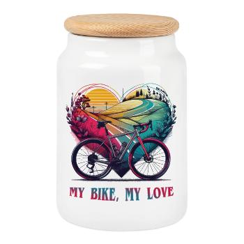 Vélo Love Heartscape - Boîte à biscuits avec couvercle en bois - blanc - Devant