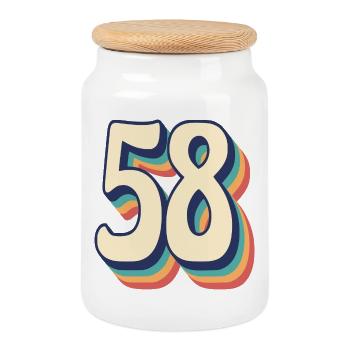 T-Shirt rétro Vintage numéro 58 Fifty Eight - Boîte à biscuits avec couvercle en bois - blanc - Devant