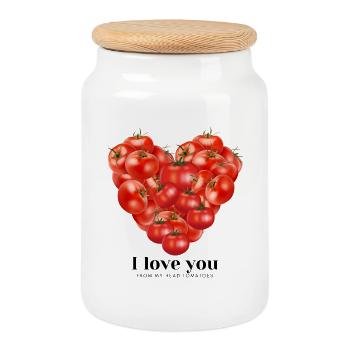 I love you from my head tomatoes rotes Herz - Keksdose mit Holzdeckel - Weiß - Vorne