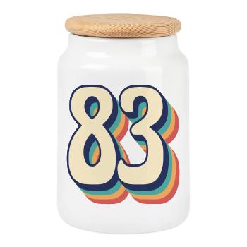 Vintage Retro T-Shirt Number 83 Eighty Three - Cookie Jar with Wooden Lid - white - Front