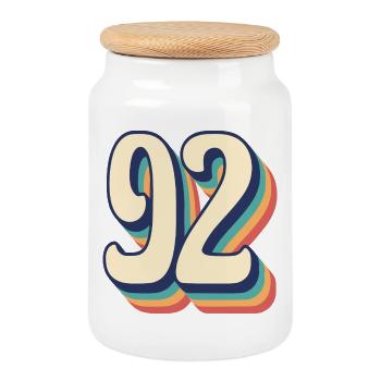 Vintage Retro T-Shirt Number 92 Ninety Two - Cookie Jar with Wooden Lid - white - Front