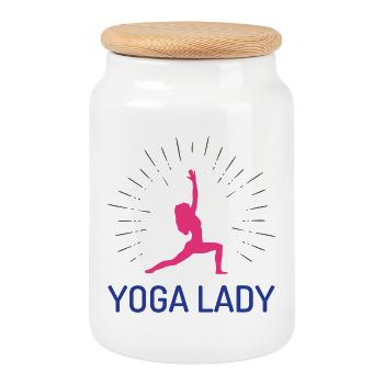 Yoga-Mädchen - Keksdose mit Holzdeckel - Weiß - Vorne