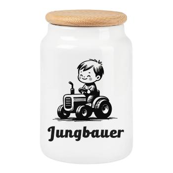 jungbauer nachwuchs bauernhof bauer babygeschenk - Keksdose mit Holzdeckel - Weiß - Vorne