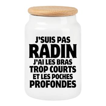 radin, je suis une pince, radin humour - Boîte à biscuits avec couvercle en bois - blanc - Devant