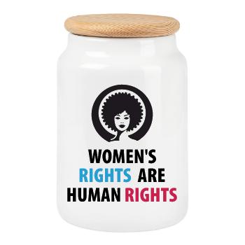 Women's Right Are Human Rights - Cookie Jar with Wooden Lid - white - Front