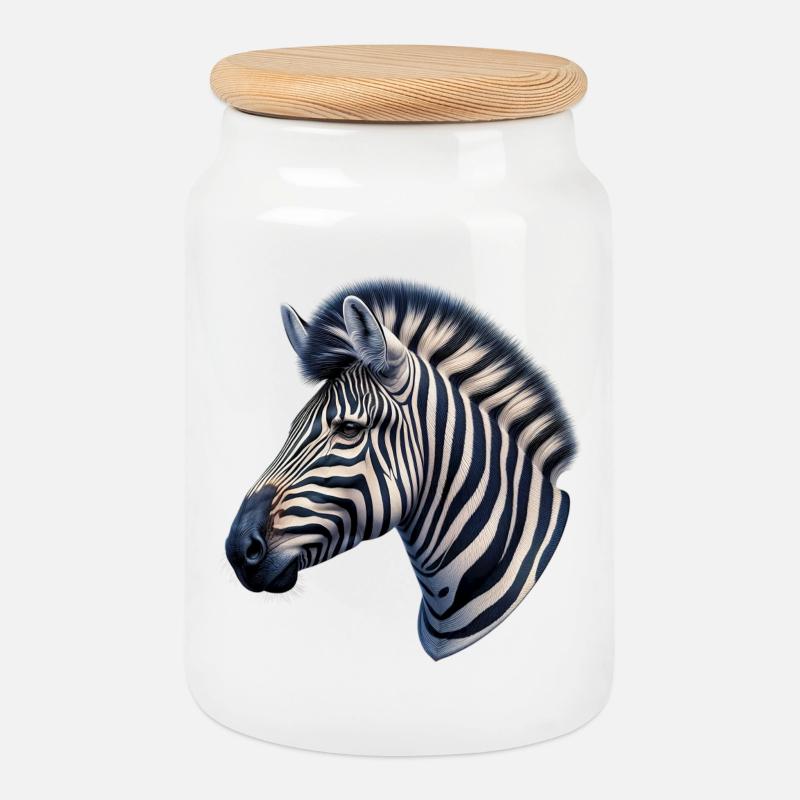 Zebra - Keksdose mit Holzdeckel - Weiß