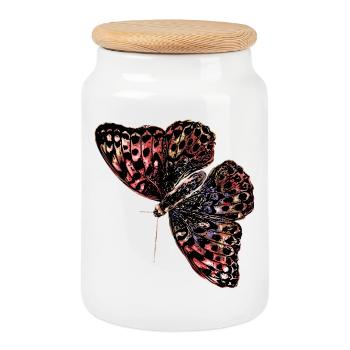 Aquarelle de papillon coloré - Boîte à biscuits avec couvercle en bois - blanc - Devant