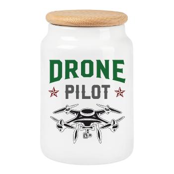 Pilote de drone - Boîte à biscuits avec couvercle en bois - blanc - Devant