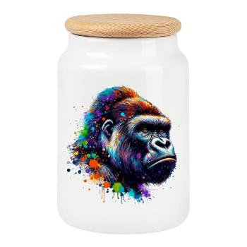 Gorilla - Keksdose mit Holzdeckel - Weiß - Vorne