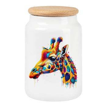 Giraffe - Keksdose mit Holzdeckel - Weiß - Vorne