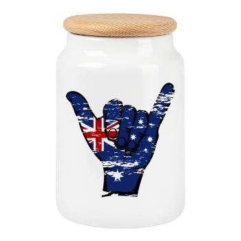 Australien Flagge Surfing Symbol used - Keksdose mit Holzdeckel - Weiß - Vorne