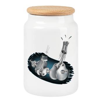 Kurbelwelle Illustrationen - Keksdose mit Holzdeckel - Weiß - Vorne