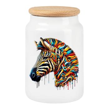 Zebra - Keksdose mit Holzdeckel - Weiß - Vorne