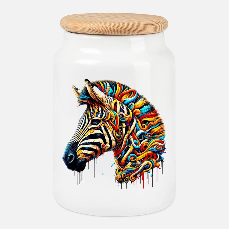 Zebra - Keksdose mit Holzdeckel - Weiß