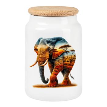 Elefant - Keksdose mit Holzdeckel - Weiß - Vorne