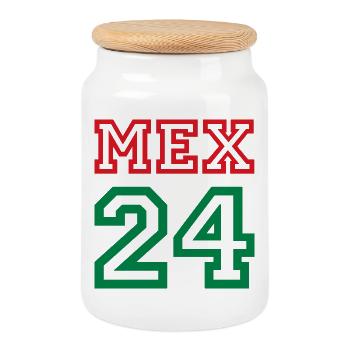 Mexico Mexiko - Cookie Jar with Wooden Lid - white - Front