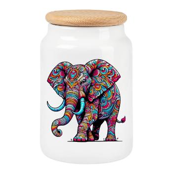 Elefant - Keksdose mit Holzdeckel - Weiß - Vorne