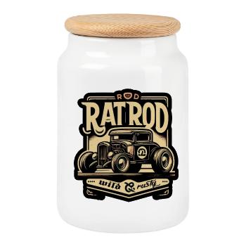 Ratsking Ratlook Shirt – Rustic Custom Style - Cookie Jar with Wooden Lid - white - Front