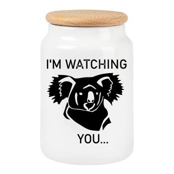 Koala is watching you - Keksdose mit Holzdeckel - Weiß - Vorne