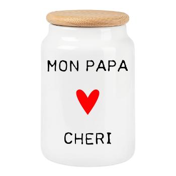 HAPPY FATHER'S DAY. DAD. FATHER'S DAY. FATHER - Cookie Jar with Wooden Lid - white - Front