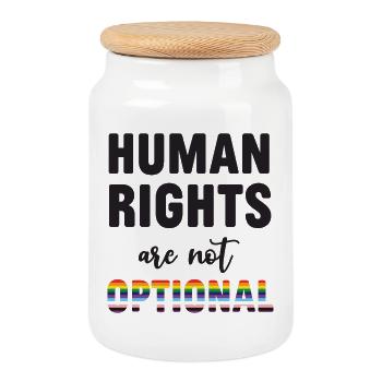 LGBT Pride Month - Menschenrechte sind nicht optional - Keksdose mit Holzdeckel - Weiß - Vorne