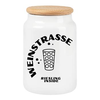 Weinstrasse 24 - Keksdose mit Holzdeckel - Weiß - Vorne