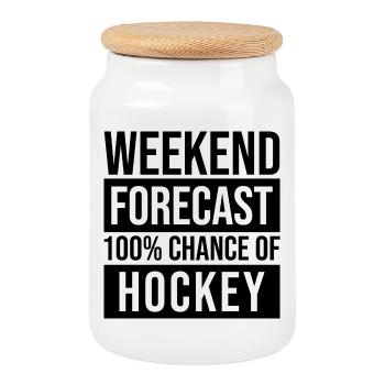 Hockey Hockey Hockey - Boîte à biscuits avec couvercle en bois - blanc - Devant