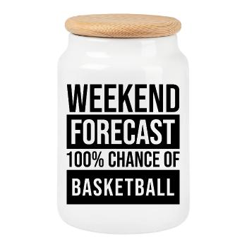 Basketball - Cookie Jar with Wooden Lid - white - Front