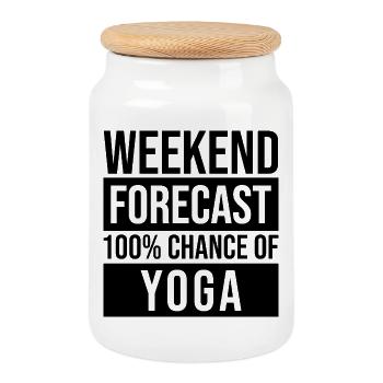 Yoga Yoga Yoga - Boîte à biscuits avec couvercle en bois - blanc - Devant