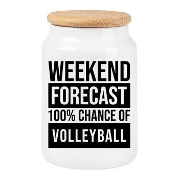 volley-ball - Boîte à biscuits avec couvercle en bois - blanc - Devant