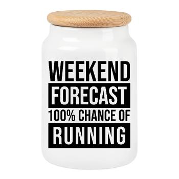 Running - Cookie Jar with Wooden Lid - white - Front