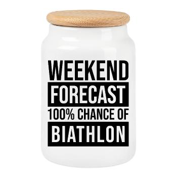Biathlon - Cookie Jar with Wooden Lid - white - Front