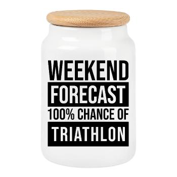 Triathlon - Keksdose mit Holzdeckel - Weiß - Vorne