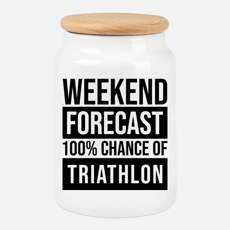 Triathlon - Keksdose mit Holzdeckel - Weiß