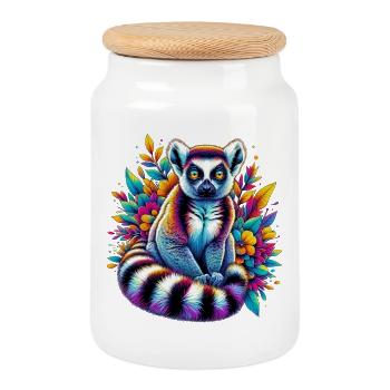Lémurien - Boîte à biscuits avec couvercle en bois - blanc - Devant