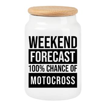 Motocross - Cookie Jar with Wooden Lid - white - Front