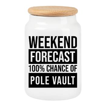 saut à la perche - Boîte à biscuits avec couvercle en bois - blanc - Devant