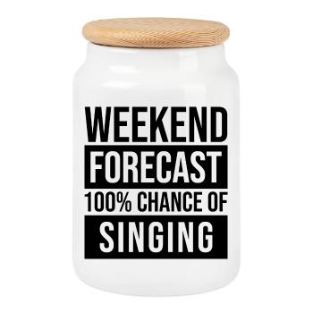 Singen, singen, singen, singen - Keksdose mit Holzdeckel - Weiß - Vorne