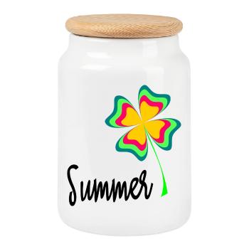 HOLIDAY. HAPPY HOLIDAYS. MISTRESS. MASTER. TEACHER - Cookie Jar with Wooden Lid - white - Front