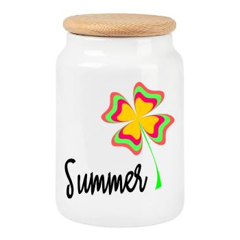 HOLIDAY. HAPPY HOLIDAYS. MISTRESS. MASTER. TEACHER - Cookie Jar with Wooden Lid - white - Front