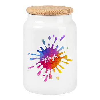 Splash - colorful splash of color - Cookie Jar with Wooden Lid - white - Front