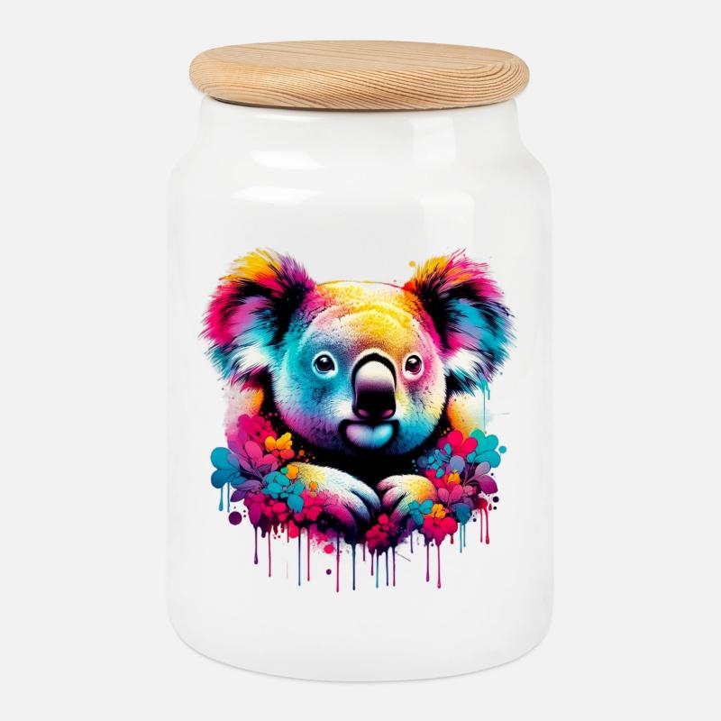 Koala - Keksdose mit Holzdeckel - Weiß