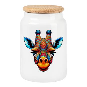 Giraffe - Keksdose mit Holzdeckel - Weiß - Vorne