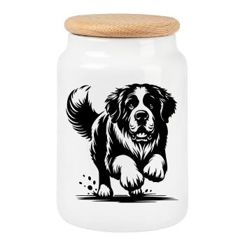 Saint Bernard - Cookie Jar with Wooden Lid - white - Front