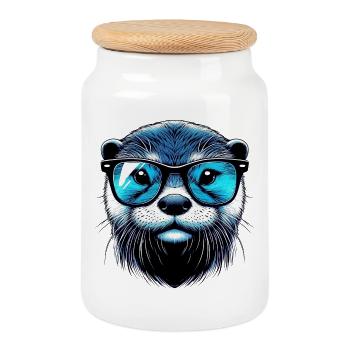 Otter - Keksdose mit Holzdeckel - Weiß - Vorne